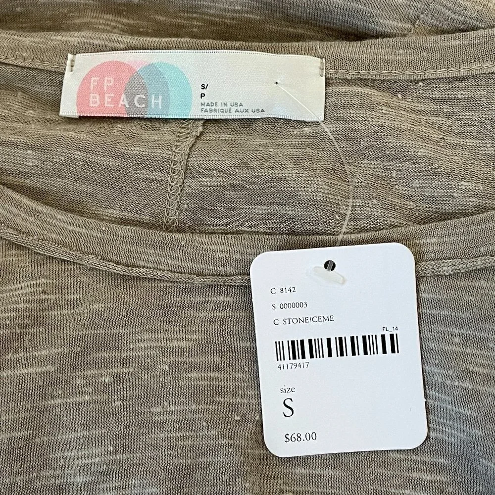 NWT Free People FP Beach Taupe Long Sleeve Tunic Sz. S